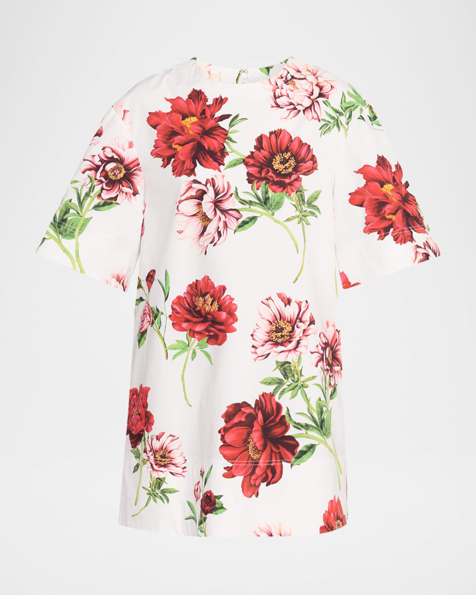 Peony Printed Poplin Shift Dress